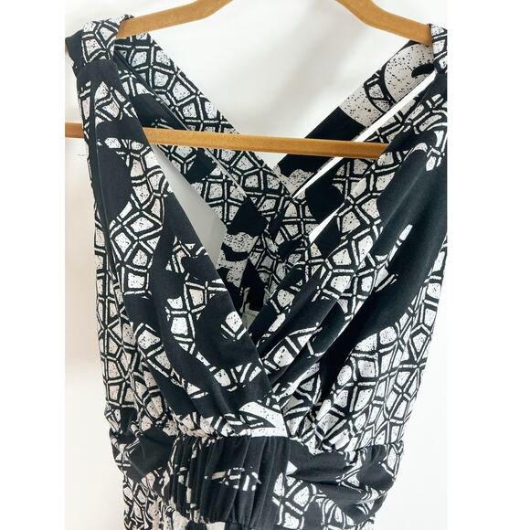 Soma Womens Maxi Dress Grecian Tile Cross Back Black White Medium - Picture 5 of 6